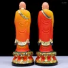 Dekorativa figurer Ett par 2st Asia Home Temple Altar Buddhism Sakyamuni Amitabha Buddha Disciple vänster och höger anan Kaye Dharma