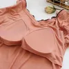 Pijamas femininos de algodão modal com almofadas no peito verão manga curta midi saia macia com decote em v sem costas fino pijamas para mulheres grávidas