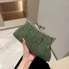 Totes Green Sparkly Rhinestone Purses For Women Formal Evening Wedding Party Bridal Handbag Twin Top Clasp Closure Clutch Shoulder Bag