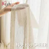 Curtains Japan Style Flax Linen Look Tulle Sheer Curtains for Living Room Windows Transparent Voile Curtain for Kitchen Rideaux Customize