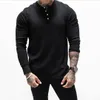 Man Fashion T Shirt Casual Fashion Plain Kolor długiej rękawy Wysokiej jakości Slim Polo Shirt Men T-shirt Fitness 240309