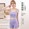 Ensemble de soutien-gorge sans couture, deux pièces de bretelles épicées pour femmes, petite poitrine froncée au dos, gilet d'exercice de yoga, sous-vêtements 01