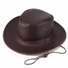 Men mode stor storlek 59 cm faux läder västra cowboy hattar gata utomhus show panama jazz caps sombreros de mujer 240311