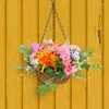 Decorative Flowers Artificial Hanging Basket With Seasonal Spring Front Door Wreath Colourful Fake Flower Bouquet Home Farmhouse Decoration