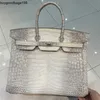 Sacs à main de créateurs Sacs de l'Himalaya Designer Blanc Nil Crocodile Ventre 35cm Cuir Cousu À La Main Femmes De Luxe Grande Capacité