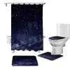 Curtains Starry Sky Star Waterproof Shower Curtain Rug Set Nonslip Bath Mat Toliet Cover Bathroom Shower Curtains