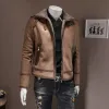 2023 outono inverno homens fi bomber shearling aviador jaqueta de couro vintage motociclista motocicleta jaquetas de couro casacos quentes r2tu #