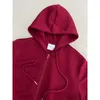 Kvinnors jackor hög kvalitet! 2024 Early Spring Niche Casual Hooded Drawstring Metal Zip Långärmad mångsidig kortjacka Kvinna