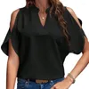 Women's Blouses Europe And The United States 2024 Summer V-neck Temperament Fashion Strapless Sleeve Tops