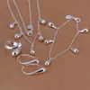 Fashion Silver Plated Exquisite Water Drop Armband Halsband Earring Ring Water Drop Set