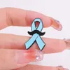 Brooches Blue Ribbon Brooch Enamel Pins Cartoon Beard Lapel Badges Custom Men's Health Awareness Jewelry Accessory Pin