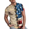 Летняя футболка Мужская Короткая футболка с 3D принтом Fi Tops Повседневная футболка с американским флагом Рубашки с рукавами Harajuku Футболка большого размера Уличная одежда 17Ld #