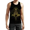 Vintage Herren Gothic Style Tank Tops Sommer Sleevel 3D-Druck Viking Top Mann Kleidung lose lässige Hot Hip Hop Streetwear Weste x7Gc #