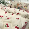 Korean Style Bedding Set Boys Girls Twin Queen Size Duvet Cover Flat Sheet Pillowcase Bed Linens Kids Adult Fashion Home Textile 240313