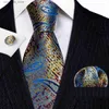 Neck Krawatten Designer Seidenkrawatte für Herren Gold Blau rotes Multie -Farben Paisley Striped Krawatte Taschentuch Cufflinks Set Hochzeit Barrywang 6315 Y240325