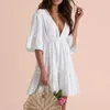 Witte Strandjurk Cover up Kaftans Sarong Badpak ups Pareos Badpak Dames Zwemkleding Tuniek 240320