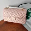 2024 CC-Taschen Luxusmarke Schulter Womens Classic Double Flap Pearly Pink Gold Turn Lock Crossbody Handtaschen Sacoche Geldbörse 25 cm JHCPH