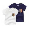 Toddler boys girls T-shirts baby stripe pocket short sleeve Tees 2024 summer newborn boys girls cotton casual tops clothes Z7326