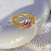 Anelli a grappolo Anello regolabile aperto alla moda viola francese Anello micro-intarsiato in acciaio inossidabile leggero di lusso Matrimonio semplice