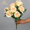 Dekorativa blommor Rose Flower Bouquet Artificial Pink Red Wedding Decoration 9 Heads Silk Fake Roses Flores Home Decor Bunch