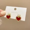 Brincos pendurados coração vermelho gota para mulher moda coreana na moda incomum declaração festa meninas acessórios de jóias de casamento