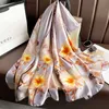 Bandanas Durag Bandanas Durag 2023 New Spring and Spring and Summer Emulation Silk Scarf Womens Long Scarf New Silk Satin Sunscreen Shawl Beach Towel Y240325