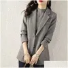 Abiti da donna Blazer Abiti grigi Capispalla Blazer Giacca da donna Cappotti slim per le donne Moda 2024 Arrivi Abito classico coreano Drop D Otj2X