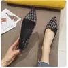 Casual Shoes Women Flats 2024 Elegant Style Point Toe Lady Flat Heel Slip On Loafers Plus Small Size 33 34 43 44 45 Black