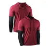 Gym Clothing Fitness T-shirts Male Football Jerseys Bodybuilding Sportswear Fake Two-piece Hoodies Men Hiking Tops Casual Camping