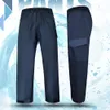 Pantalones impermeables de doble capa con banda en el tobillo, cintura elástica, pantalones de leva unisex, bolsillos con solapa, senderismo, escalada, pantalón de lluvia I3q2 #