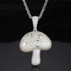 Sterling Sier Moissanite Gold-Plated Mushroom Pendant Necklace For Men Women Perfect Party Accessory And Gift