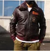 Inverno Bomber Pilot Slim Curto Outerwear Gola de Lã Mapa Liner Jaquetas de Couro Real Original Cowskin Jacket e47d #