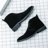 Bottes mode marque italienne hommes daim cuir cheville hiver coton rembourré mocassins décontractés à lacets chaud haut de gamme chaussures pointues