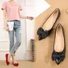 Casual Shoes Woman Flat Elegant Comfortable Lady Fashion Shallow Mouth Flower Bow Pointed Toe Women Soft