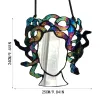거울 스테인드 글라스 메두사 거울 | 내구성있는 다채로운 Medusa 장식 펜던트 | 파티를위한 홈 정원 안뜰 발코니 장식
