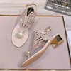 Jurk Schoenen Peer Vrouwen Sandalen Kristal Clip Teen Mid Hakken Slippers Zomer 2024 Mode Slippers Pompen Luxe Slides Mujer