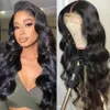 Body Wave Front 20 inch Lijmloze 4X4 vetersluiting Pruiken Menselijk voor zwarte vrouwen 180% dichtheid Braziliaanse Maagd Voorgeplukt Gebleekte knopen met babyhaar (natuurlijk