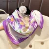 Bandanas Durag Scarves 2023 Design Fashion70x70cm Square Silk Scarf Women Hairband Printed Satin Shawls Foulard Neckerchief Female pannband Bandana Y240325