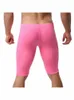 Vêtements de nuit pour hommes Sexy Soie de glace Ultra mince Transparent Penis Pouch Sleep Bottom Body Sculpting Pantalon Leggings Hommes Pyjamas Rose Gris B0Vx #