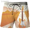 Herren -Shorts Herren Shorts Gitarreninstrument 3D Printed Shorts Herren Street Freizeit übergroß