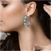 Dangle Chandelier Earrings 1 Pair Women Exaggerated Natural Stone Ethnic Style Bohemian Rhombus Faux Turquoise Statement Fashion Drop Otzqt