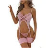 Bh's Sets Dames Y Lingerie Set Kant See Through Ondergoed T-Back Bikini String Hight Cut Turnpakje Nachtkleding Effen Erotisch Nachtkleding Drop D Ot1Zd