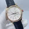 NIEUWE Cellini 50509 mechanisch lederen heren zilveren horloge 40 mm bruine band serie automatische mechaincal witte wijzerplaat herenhorloges mannelijke horloges #568