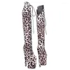 Dance Shoes 20CM/8inches Leopard Suede Upper Modern Sexy Nightclub Pole High Heel Platform Women's Boots 311