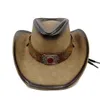 30stlye 100% Leather Men Western Cowboy Hat For Gentleman Dad Cowgirl Sombrero Hombre Caps Big Sizelarge Head 240311