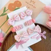 Akcesoria do włosów 8pcs/lot dzieci klipsy różowe kwiatowe kokardki dla dziewcząt Koreańska tkanina księżniczki Barrettes Dzieci