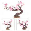 Dekorativa blommor Växt Micro Landscape Plants Fake Small Tree Realistiska ornament Dekorationer Artificiella rosa imitationsskrivbordsutsmycken