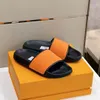 2024S Summer Men Sandal Slipper Flats Waterfront Slide Mules Flip-Flops Pool Shoes Comfort Leather Printing Designer Shoes With Box 38-45EU