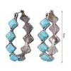 Dangle Chandelier Earrings 1 Pair Women Exaggerated Natural Stone Ethnic Style Bohemian Rhombus Faux Turquoise Statement Fashion Drop Otzqt