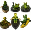 Sculptures NOUVEAU Kayak flottant tranquillement grenouille Statue résine Sculpture extérieure jardin étang décoratif maison aquarium jardin ornement décor